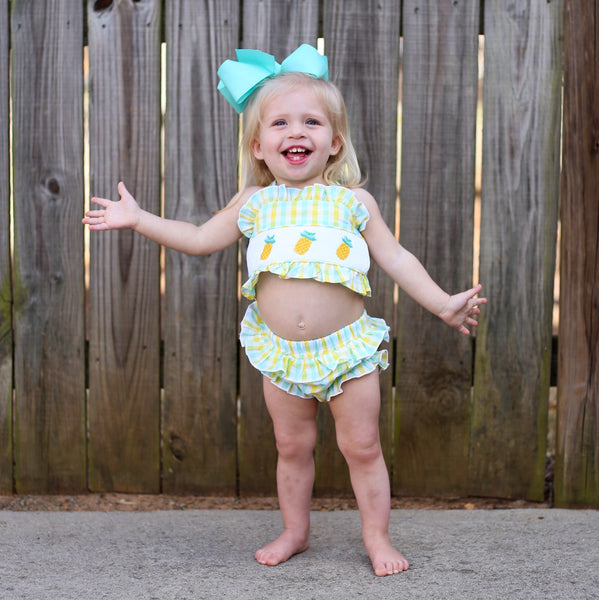 Pineapple Smocked Two Piece Swimsuit