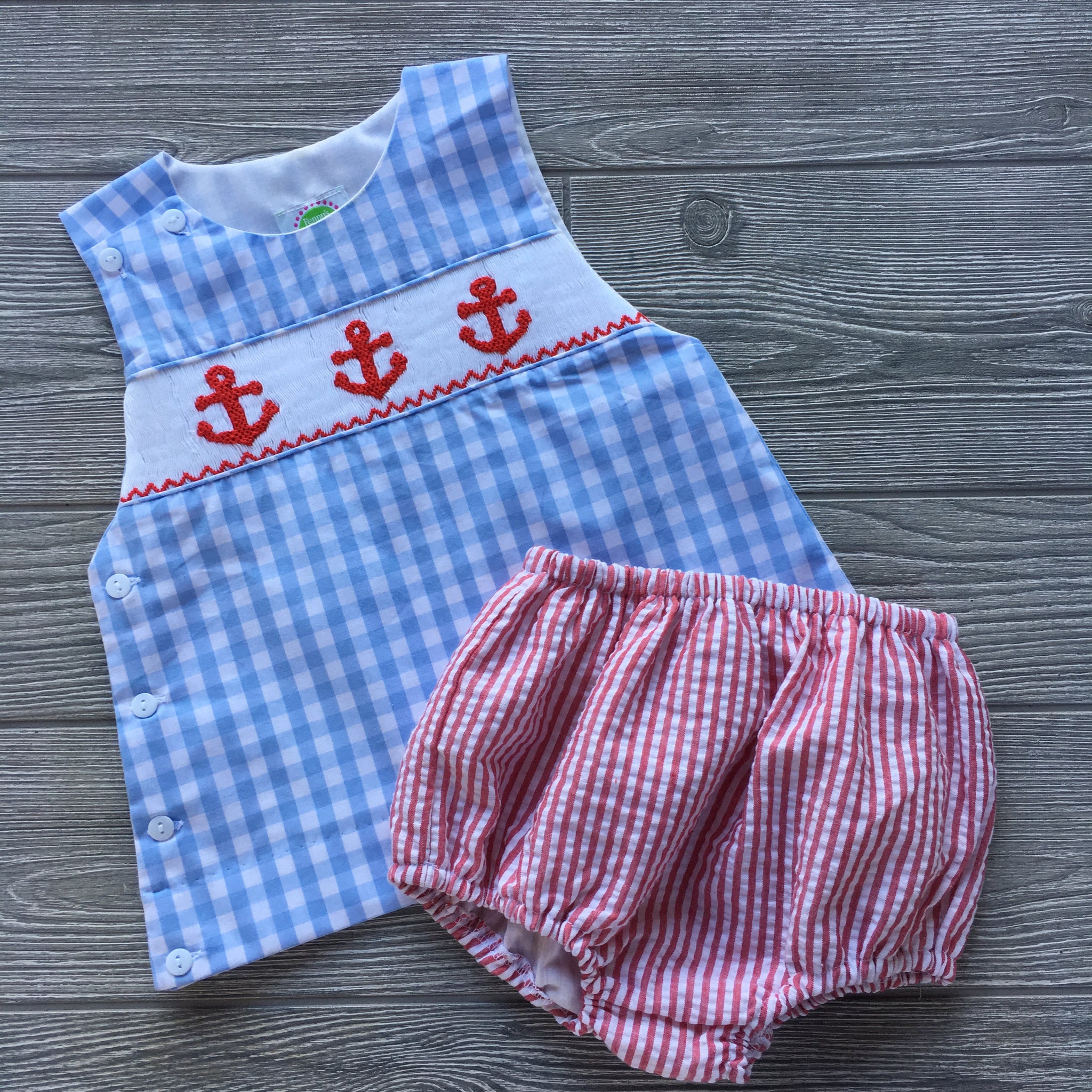 Anchors Aweigh Smocked Diaper Set