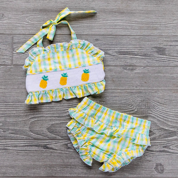 Pineapple Smocked Two Piece Swimsuit