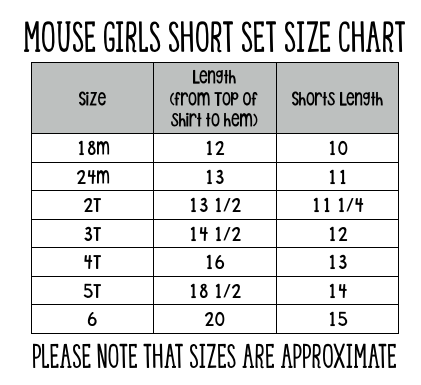 Mouse Girls Short Set